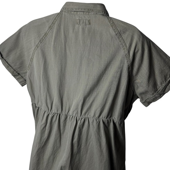 Pact 100% Organic Cotton Chambray Button Down Shirt Dress Color Seagrass L - Picture 6 of 11
